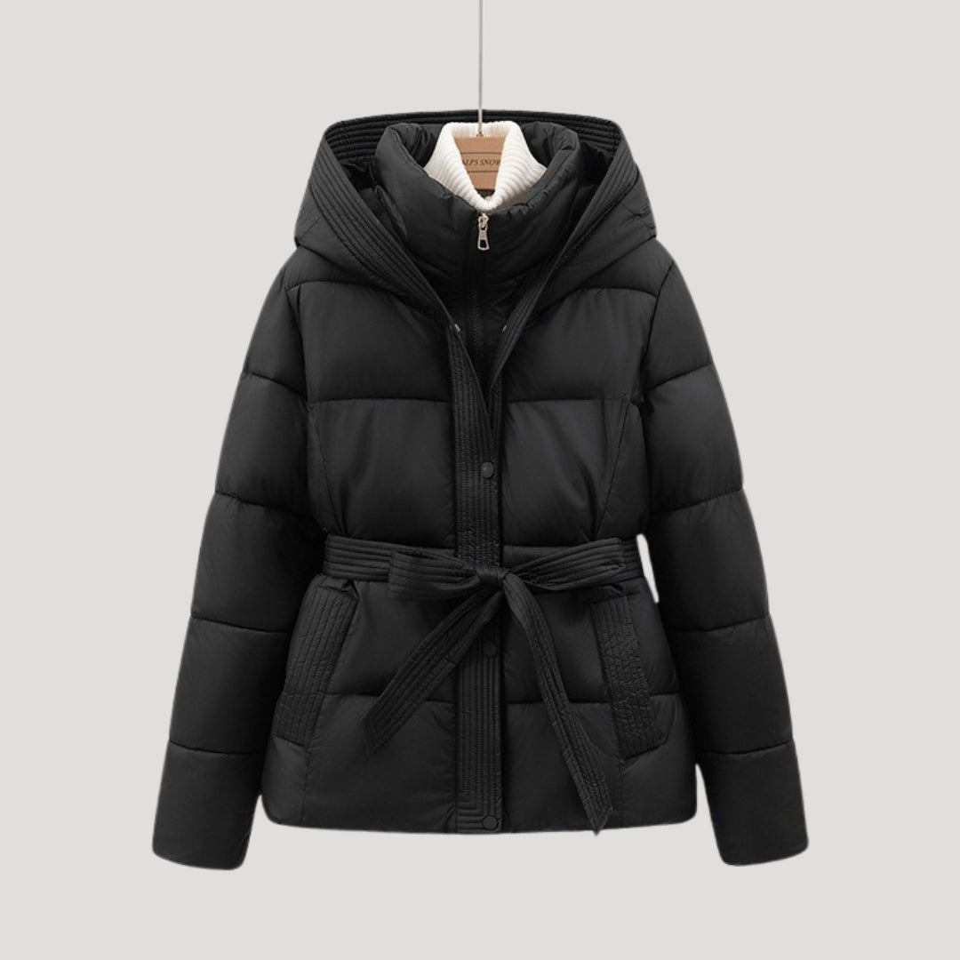 Thalia | Stylish Belted Hooded Puffer Jacket With Quilted Design