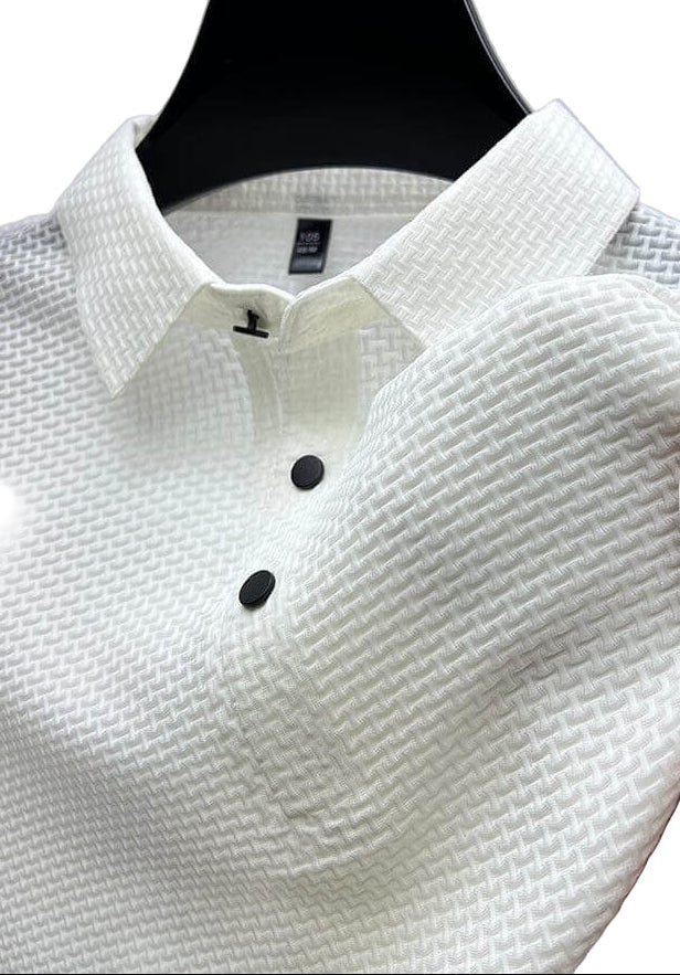 Miles | Textured White Mesh Luxury Polo Shirt For Men