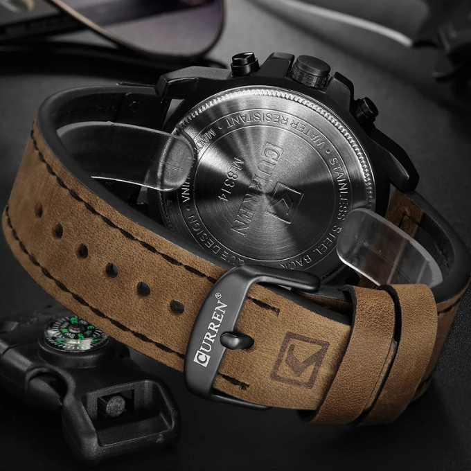 Hudson | Sleek Chronograph Men's Watch With Brown Leather Strap