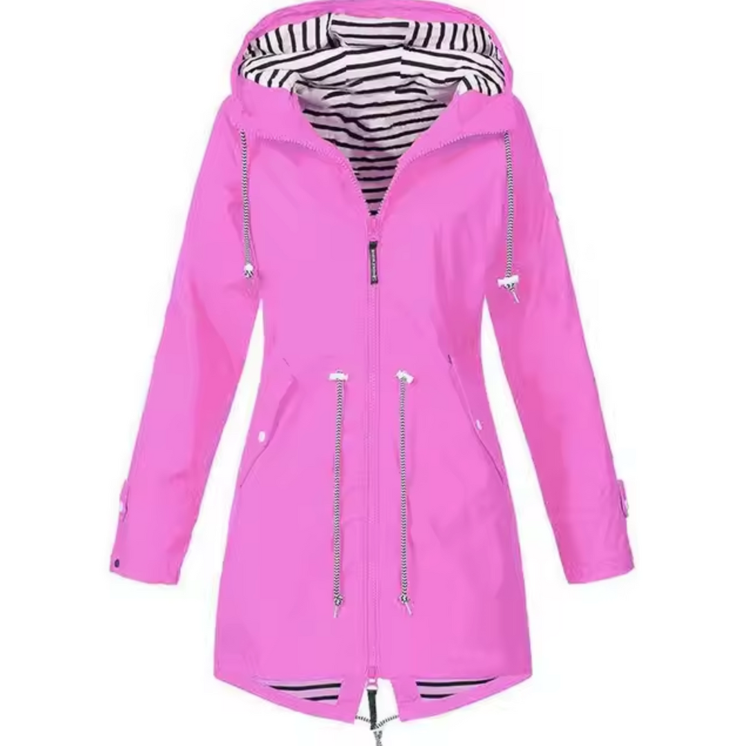 Eliza | Stylish Hooded Waterproof Rain Jacket With Drawstring