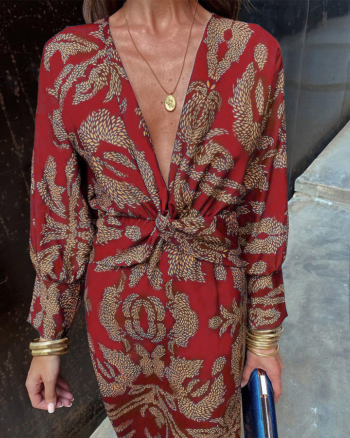 Tessa | Elegant V-Neck Wrap Dress With Long Sleeves