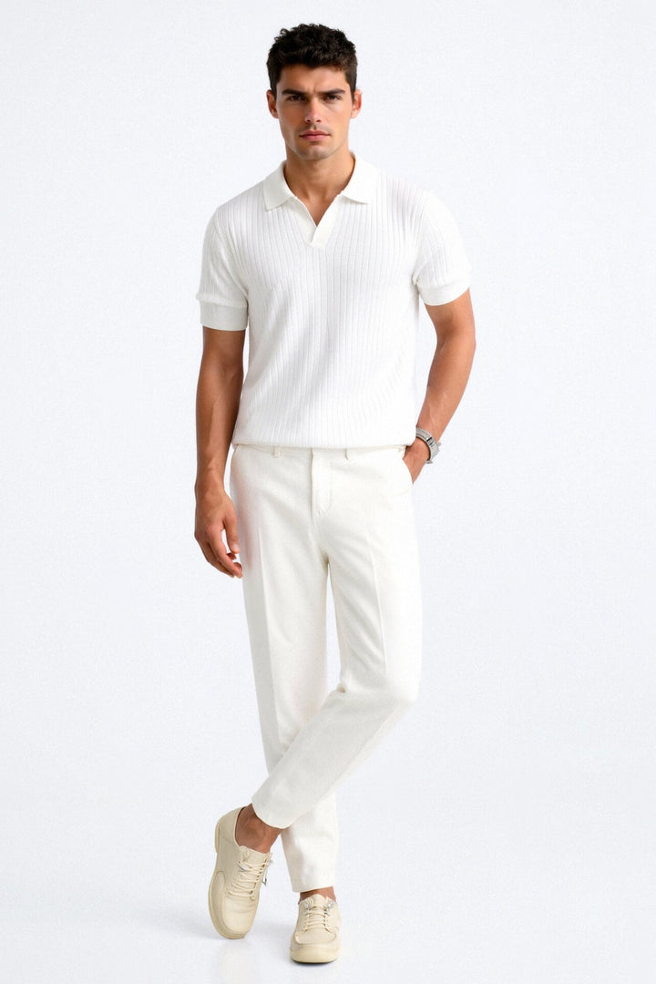 Pisa | Stylish Ribbed Cotton Polo Shirt Men - Short Sleeve