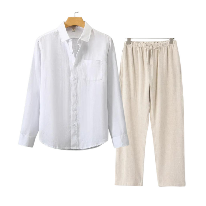 Lincoln | Elegant Linen Button-Up Shirt And Pants Set Men