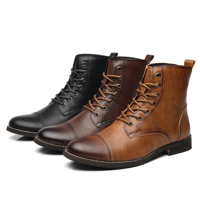 Kai | Vintage Brown Leather Lace-Up Ankle Boots For Men