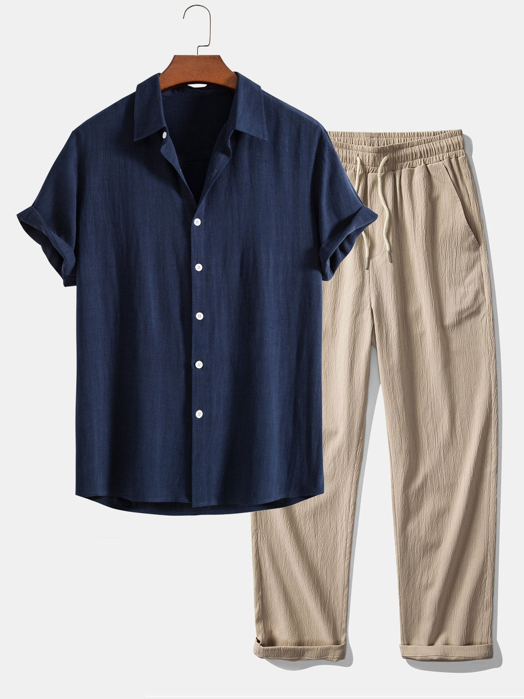 Cairo | Stylish Short Sleeve Linen Shirt And Pants Set Men