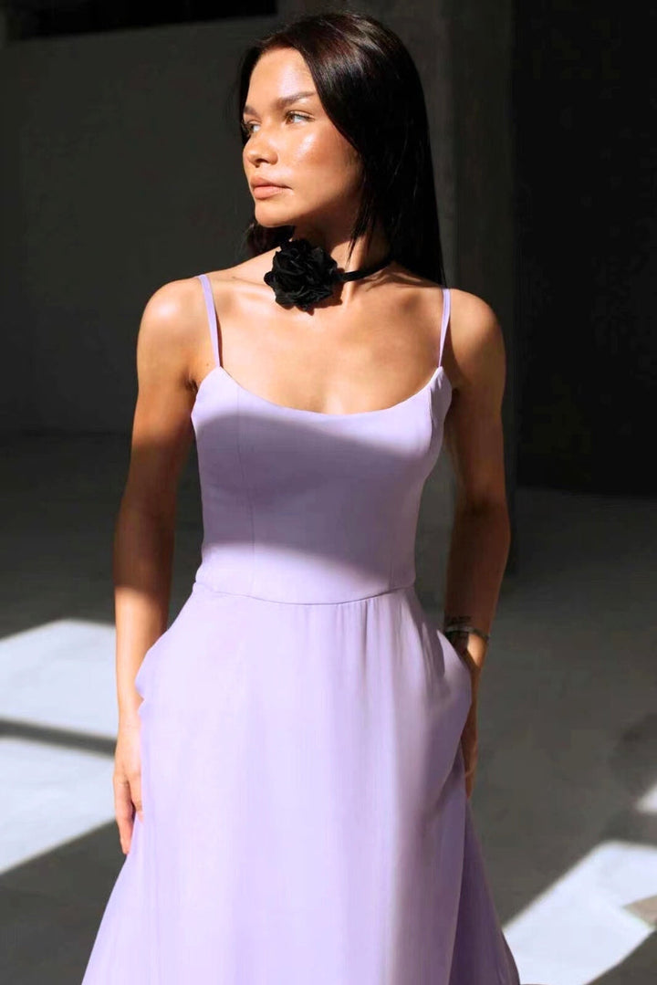 Camille | Chic Spaghetti Strap Ruffle Midi Dress