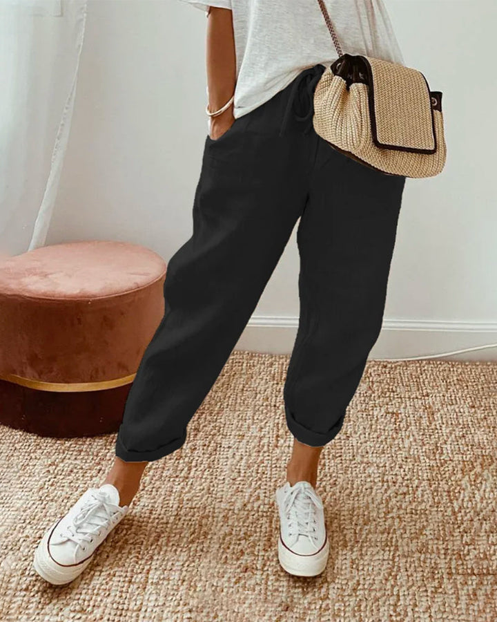 Cordelia | Effortless Drawstring Cotton Pants Women - Relaxed Fit