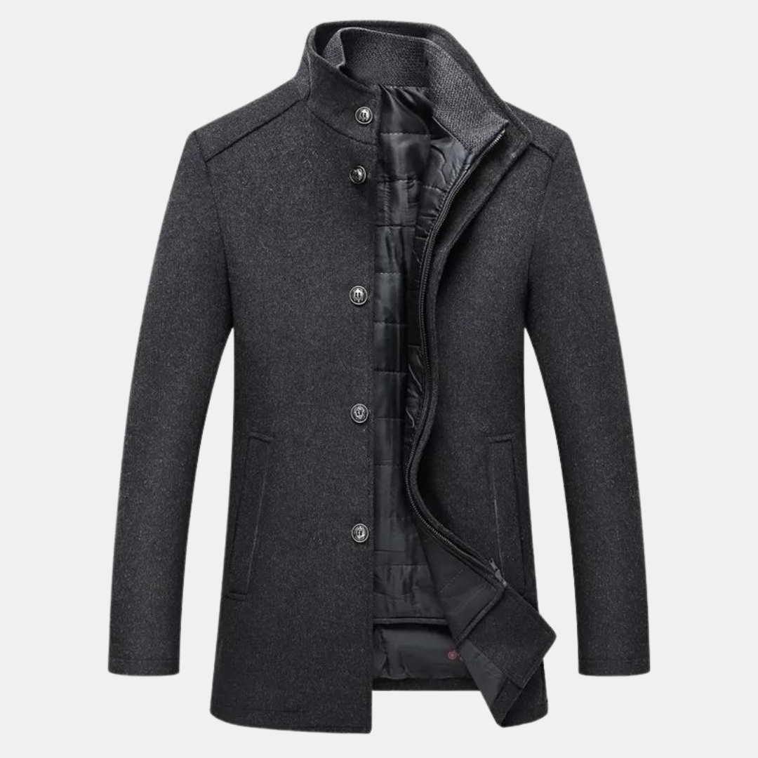 Tilly | Elegant Stand Collar Wool Coat With Quilted Lining