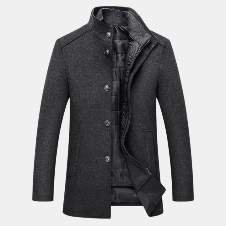 Tilly | Elegant Stand Collar Wool Coat With Quilted Lining