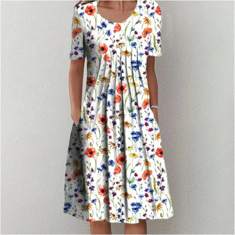 Margot | Elegant Floral A-Line Midi Dress