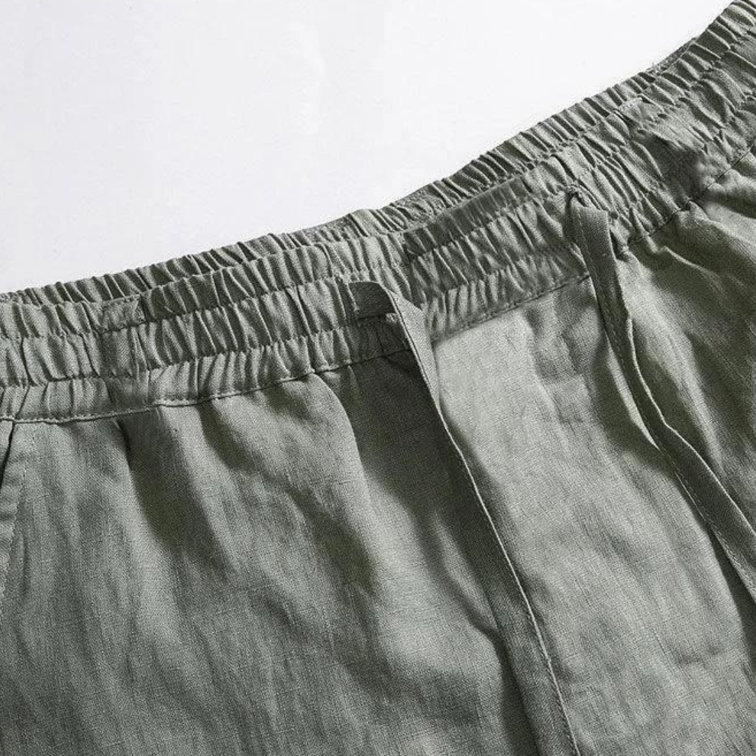 Alicia | Elegant Relaxed Fit Drawstring Linen Trousers