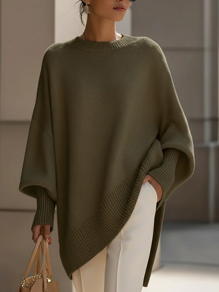 Skye | Elegant Oversized Knit Poncho With Asymmetrical Design