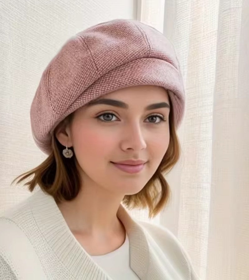 Evie | Chic Houndstooth French Beret Hat With Vintage Parisian Style