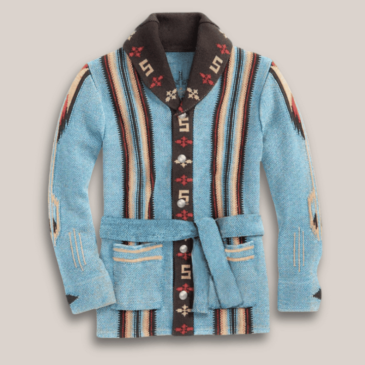 Serena | Elegant Southwestern Shawl Collar Wool Cardigan