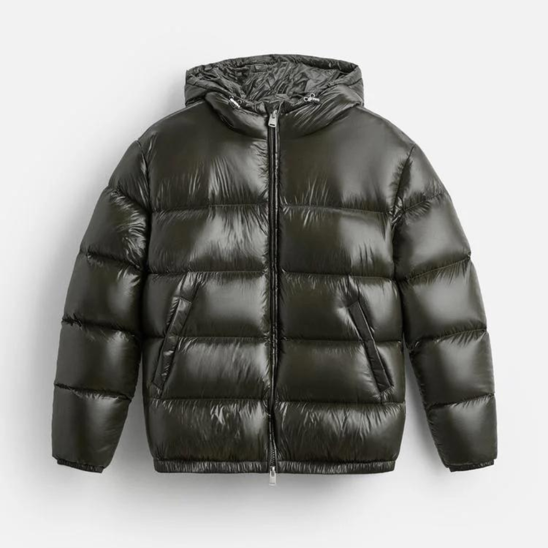 Jackson | Stylish Men's Olive Green Hooded Puffer Jacket