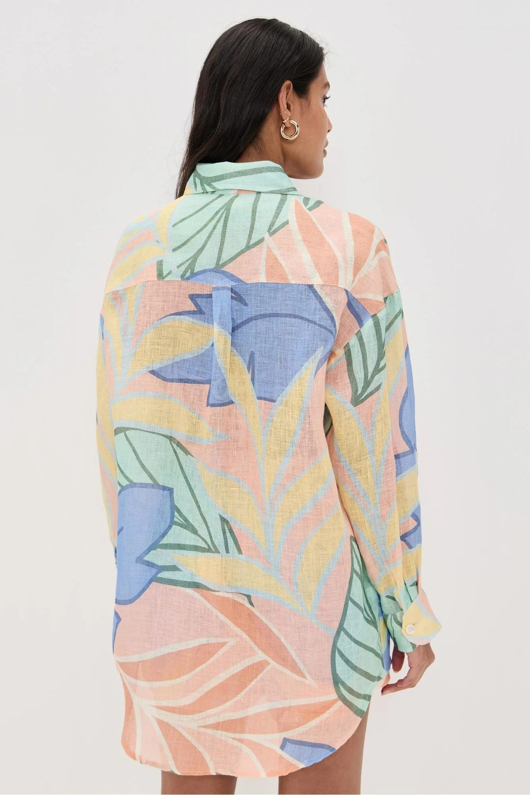Paisley | Tropical Leaf Print Boyfriend Shirt Set