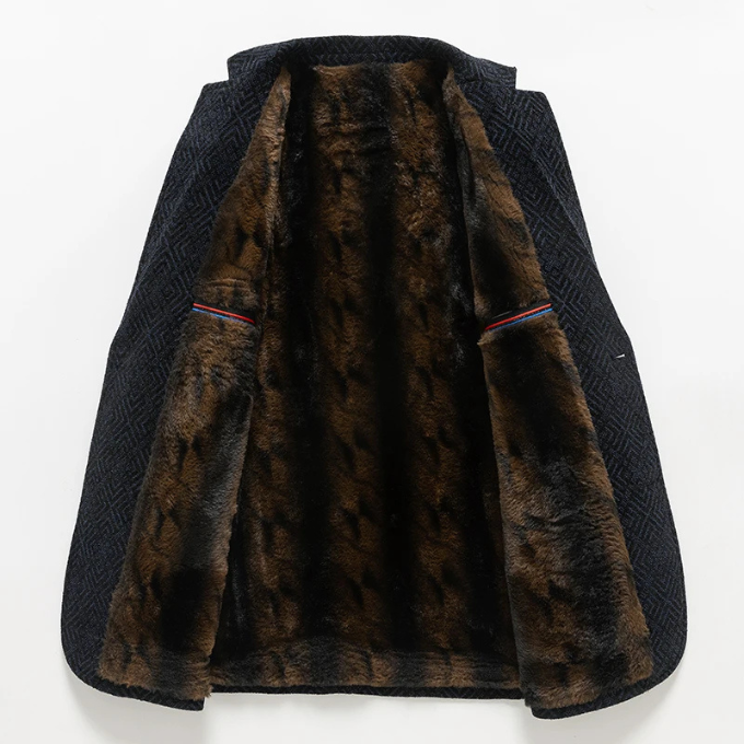 Marcus | Stylish Textured Wool Blazer With Faux Fur Lining