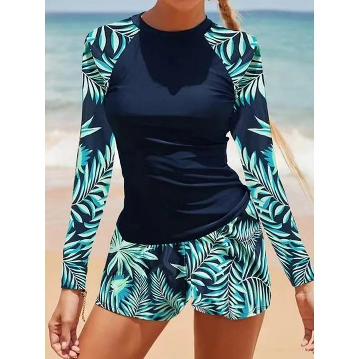 Lara | Stylish Long Sleeve Floral Print Tankini With Shorts