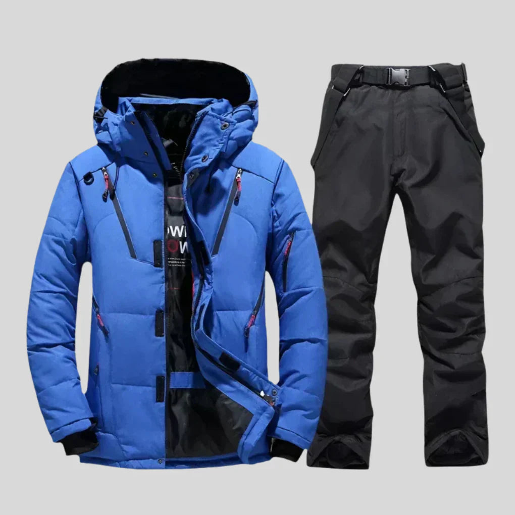 Ethan | Stylish Men's Orange Puffer Jacket and Black Snow Pants Winter Set