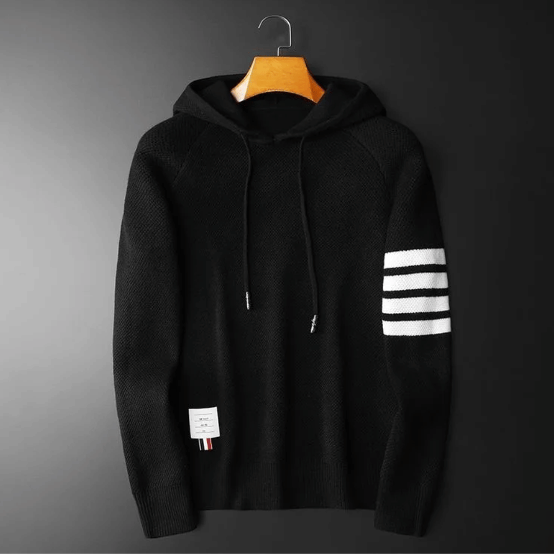 Eloise | Stylish Hooded Knit Sweater With Contrast Stripes
