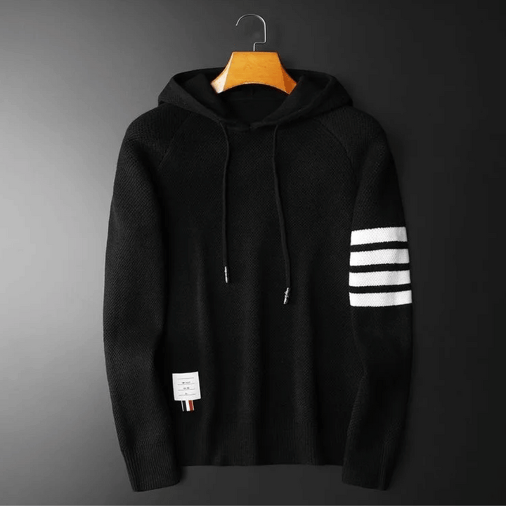 Eloise | Stylish Hooded Knit Sweater With Contrast Stripes