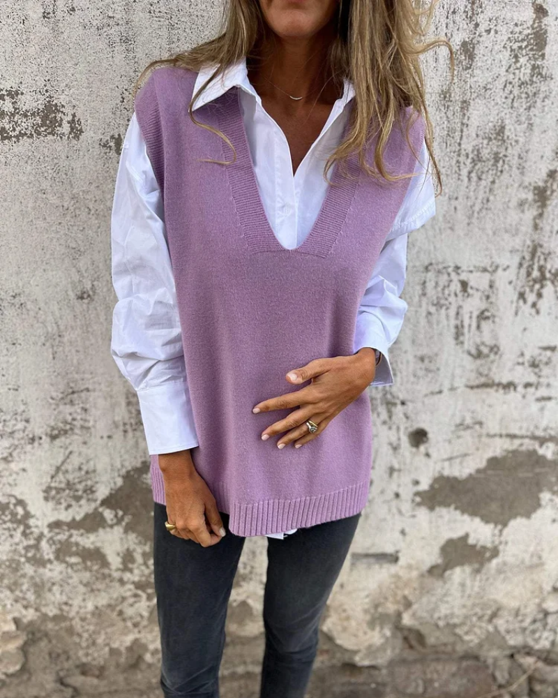 Eloise | Elegant V-Neck Sleeveless Knit Sweater Vest