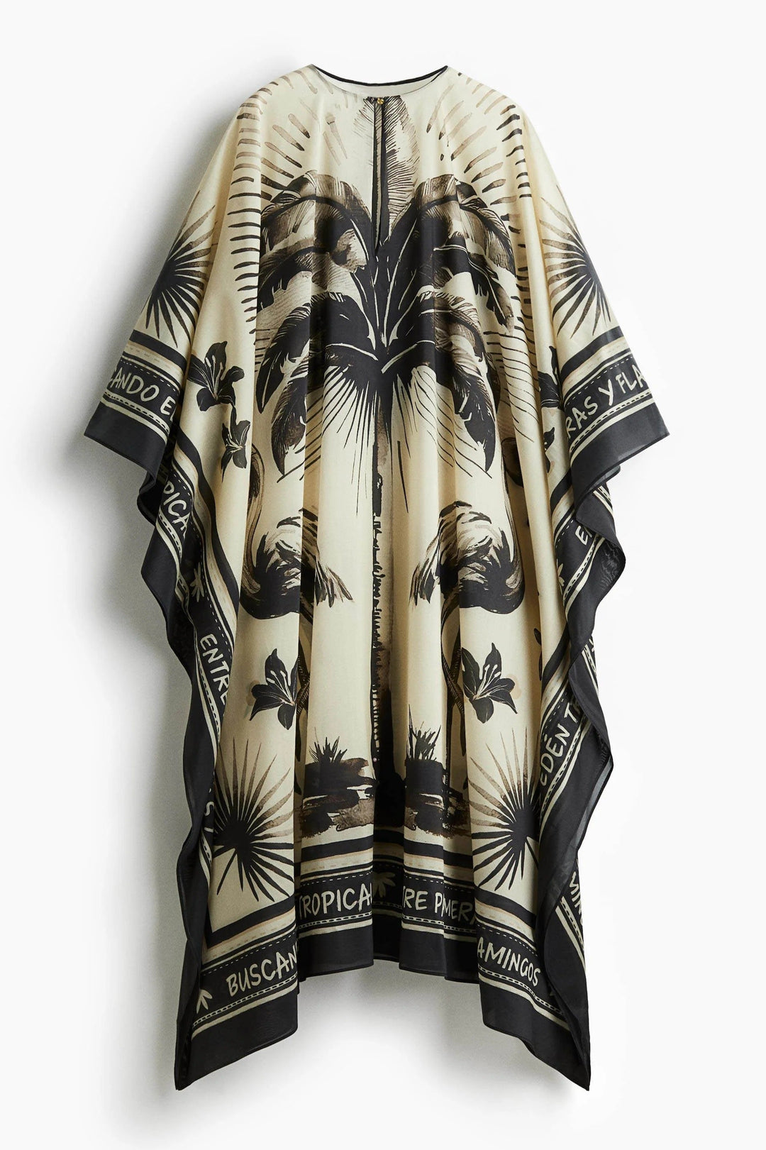 Cordelia | Elegant Tropical Print Kaftan Maxi Dress