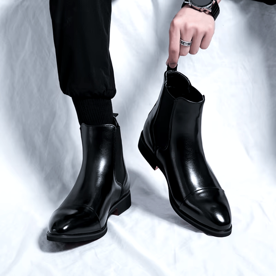 Rosie | Elegant Premium Leather Chelsea Boots With Red Sole Detail