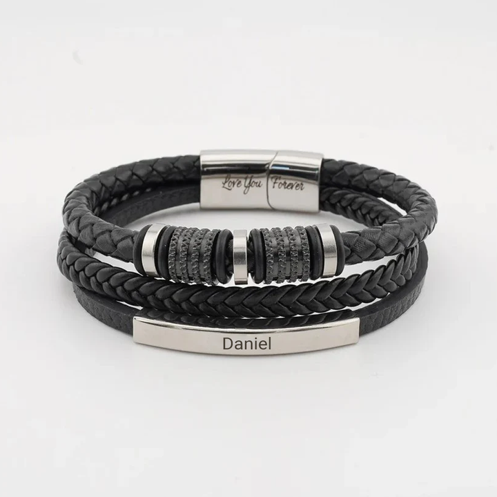 Millie | Elegant Personalized Leather Bracelet For Son Gift