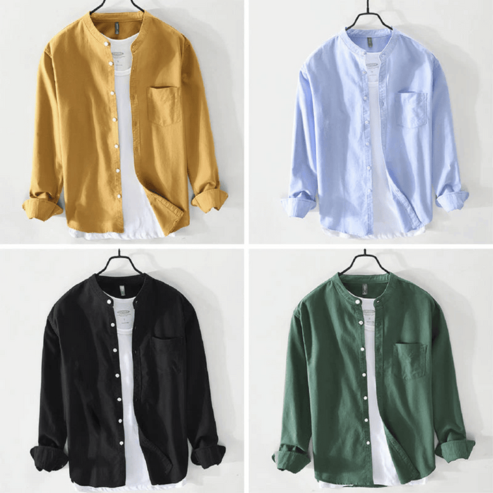 Serena | Stylish Cotton Button Up Shirt With Mandarin Collar