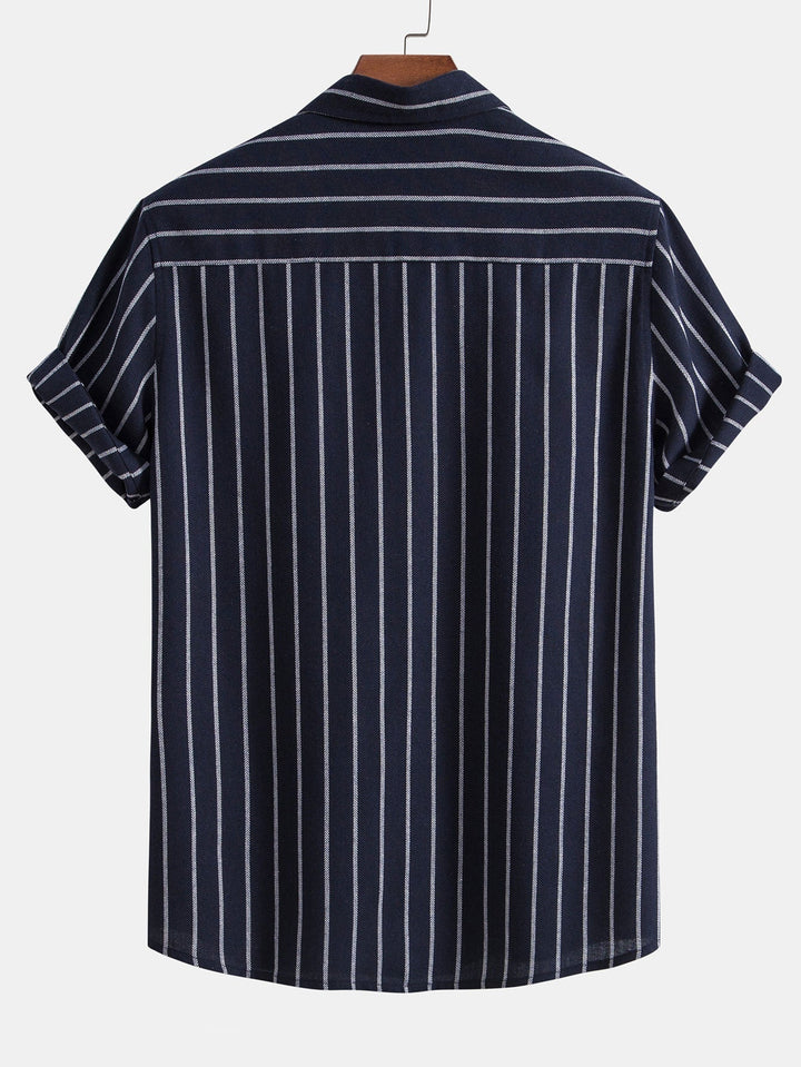 Raphael | Elegant Striped Short Sleeve Linen Set Men