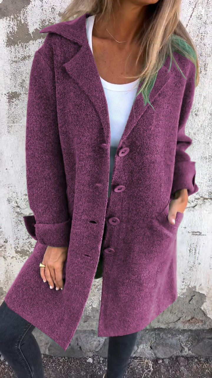 Marlowe | Chic Oversized Button Front Coat With Lapel Collar