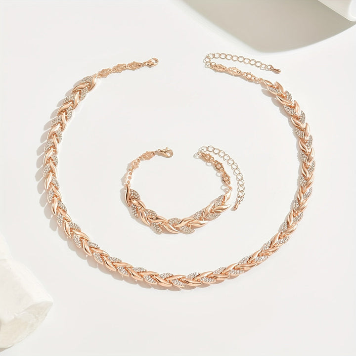 Fiona | Elegant Rhinestone Chain Necklace And Bracelet Set