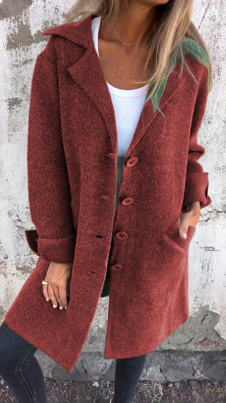 Marlowe | Chic Oversized Button Front Coat With Lapel Collar