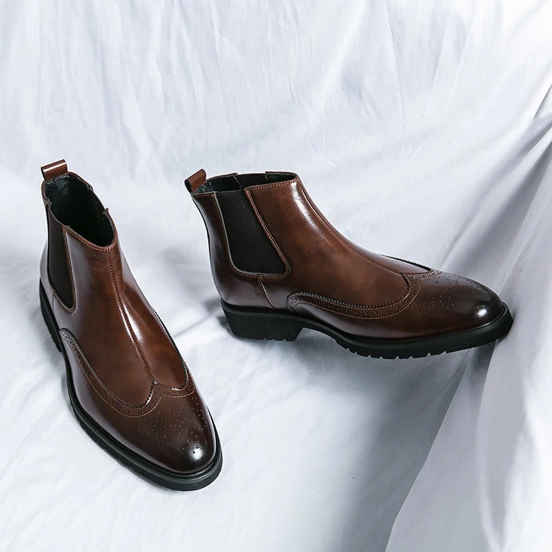 Margot | Elegant Brogue Chelsea Boots With Premium Leather