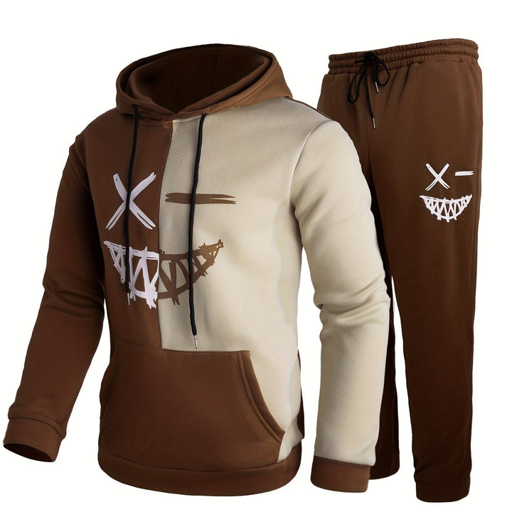 Damien | Stylish Color Block Hoodie And Jogger Set With Graphic Design