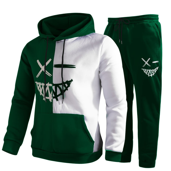 Damien | Stylish Color Block Hoodie And Jogger Set With Graphic Design