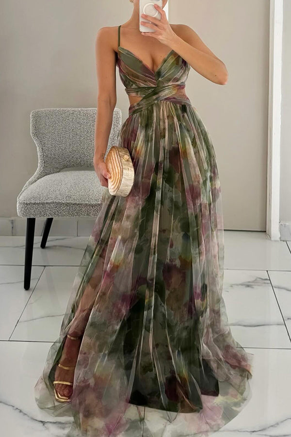 Ava | Elegant Floral Print V-Neck Maxi Dress