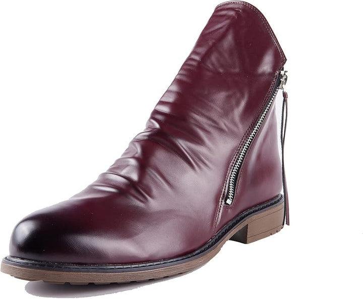 Daniel | Men’s Brown Leather Zip Boots for Casual Wear