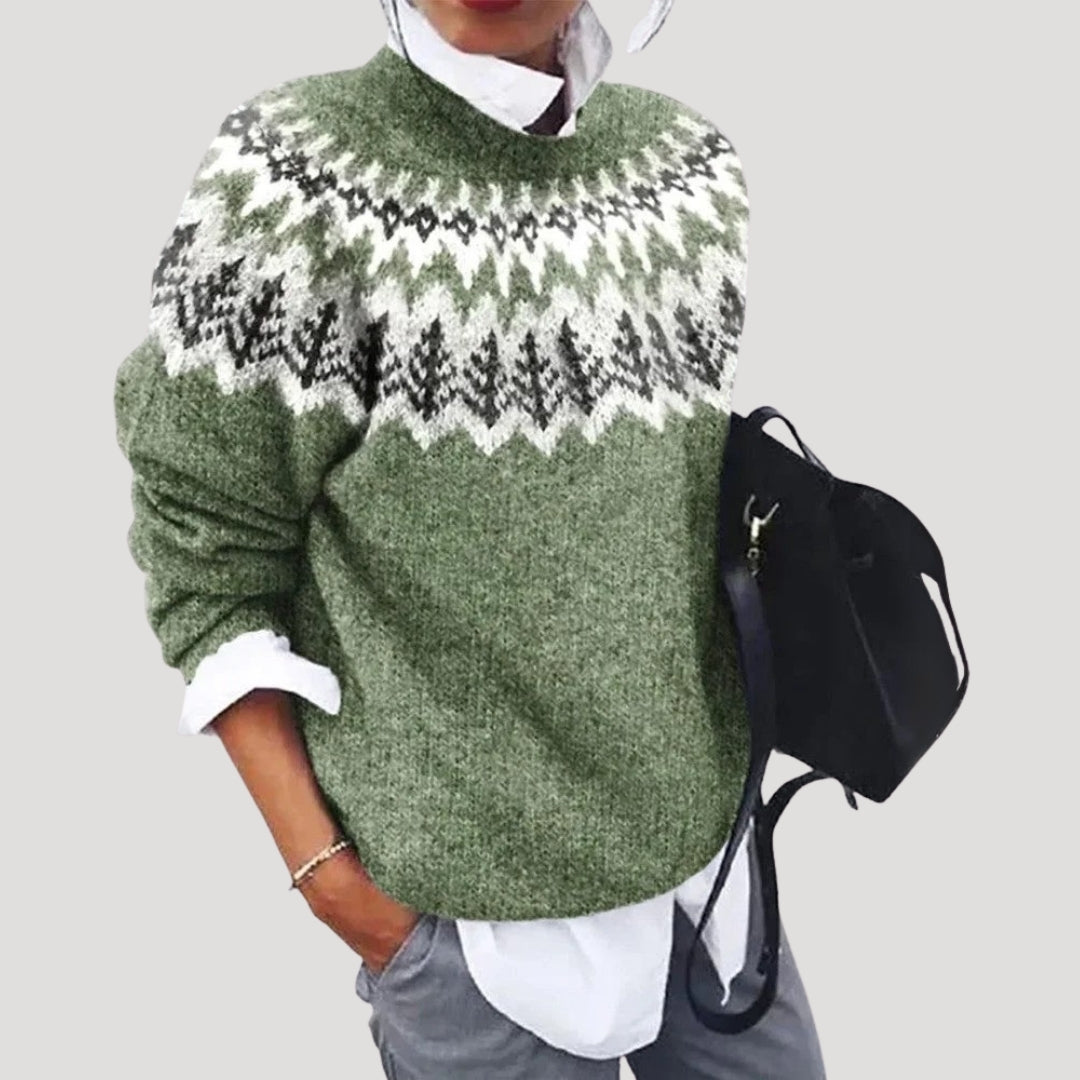 Imogen | Elegant Fair Isle Nordic Pattern Crew Neck Sweater
