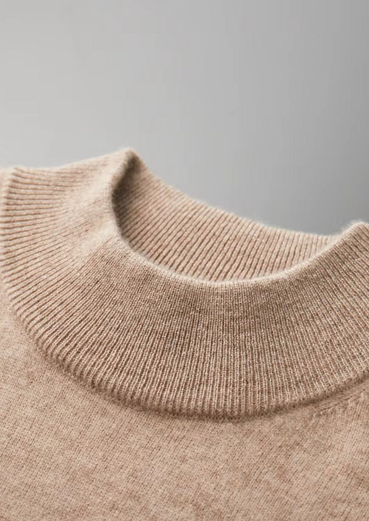 Anastasia | Elegant Mock Neck Short Sleeve Cashmere Sweater