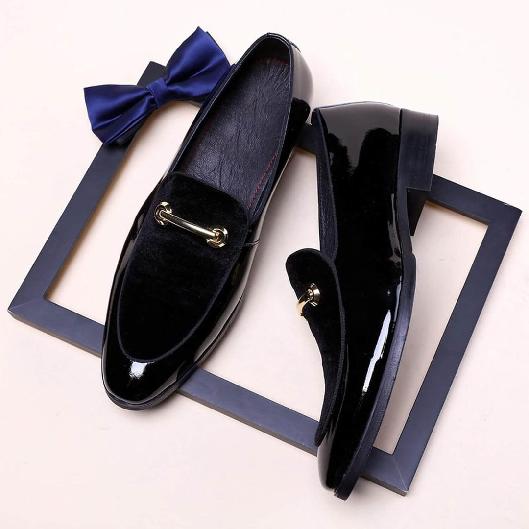 Vincenzo | Elegant Navy Blue Patent Leather Loafers