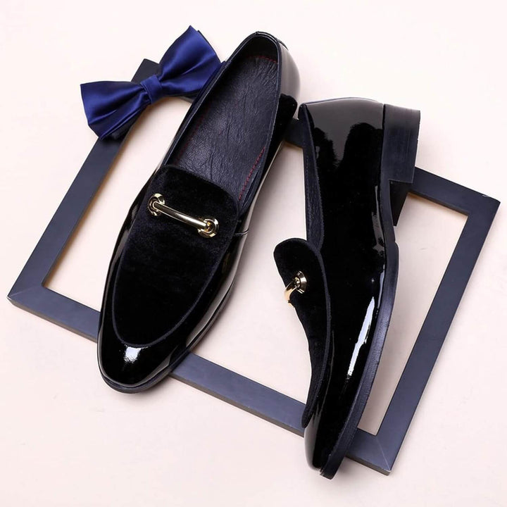 Vincenzo | Elegant Navy Blue Patent Leather Loafers