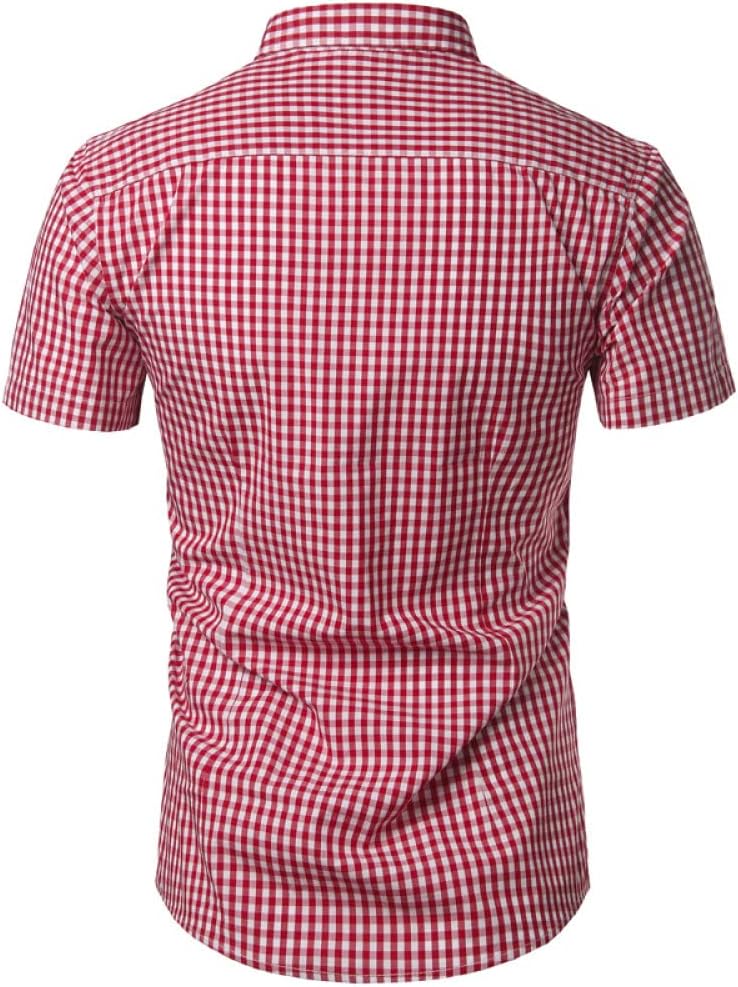 Imogen | Stylish Light Blue Gingham Short Sleeve Button-Down Shirt