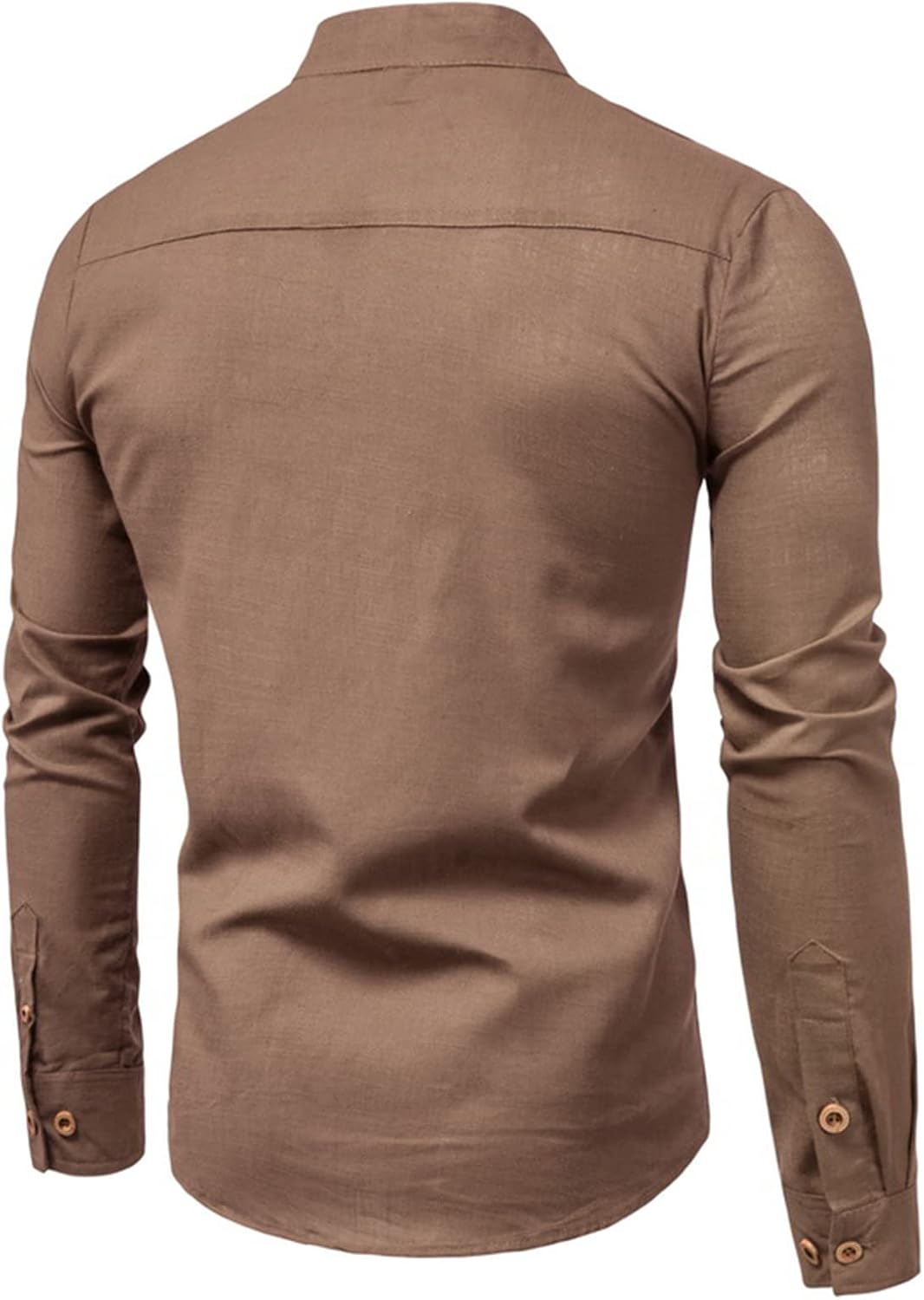 Evy | Elegant Men's White Linen Shirt With Mandarin Collar