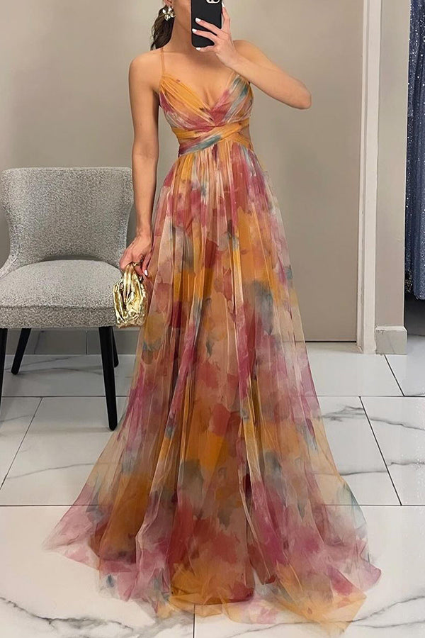 Westlake | Elegant V-Neck Floral Print Maxi Dress