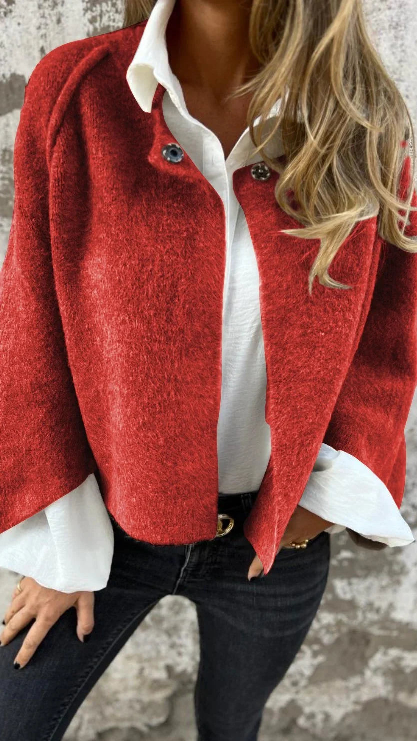 Fallon | Elegant Cropped Wool Coat With Round Neck