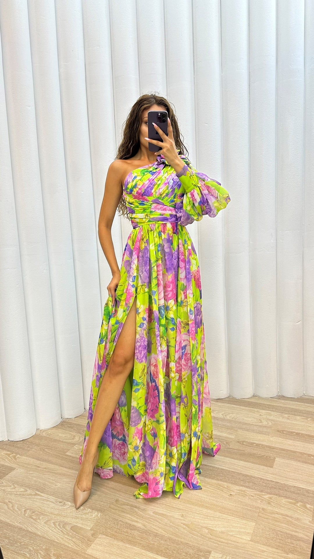 Mia | Elegant One Shoulder Floral Maxi Dress