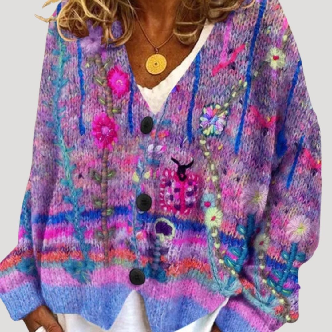 Eliana | Chic Oversized Button-Up Floral Cardigan