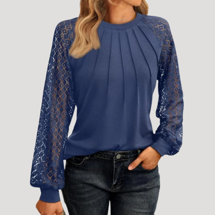 Blaire | Elegant Pleated Blouse With Lace Sleeves